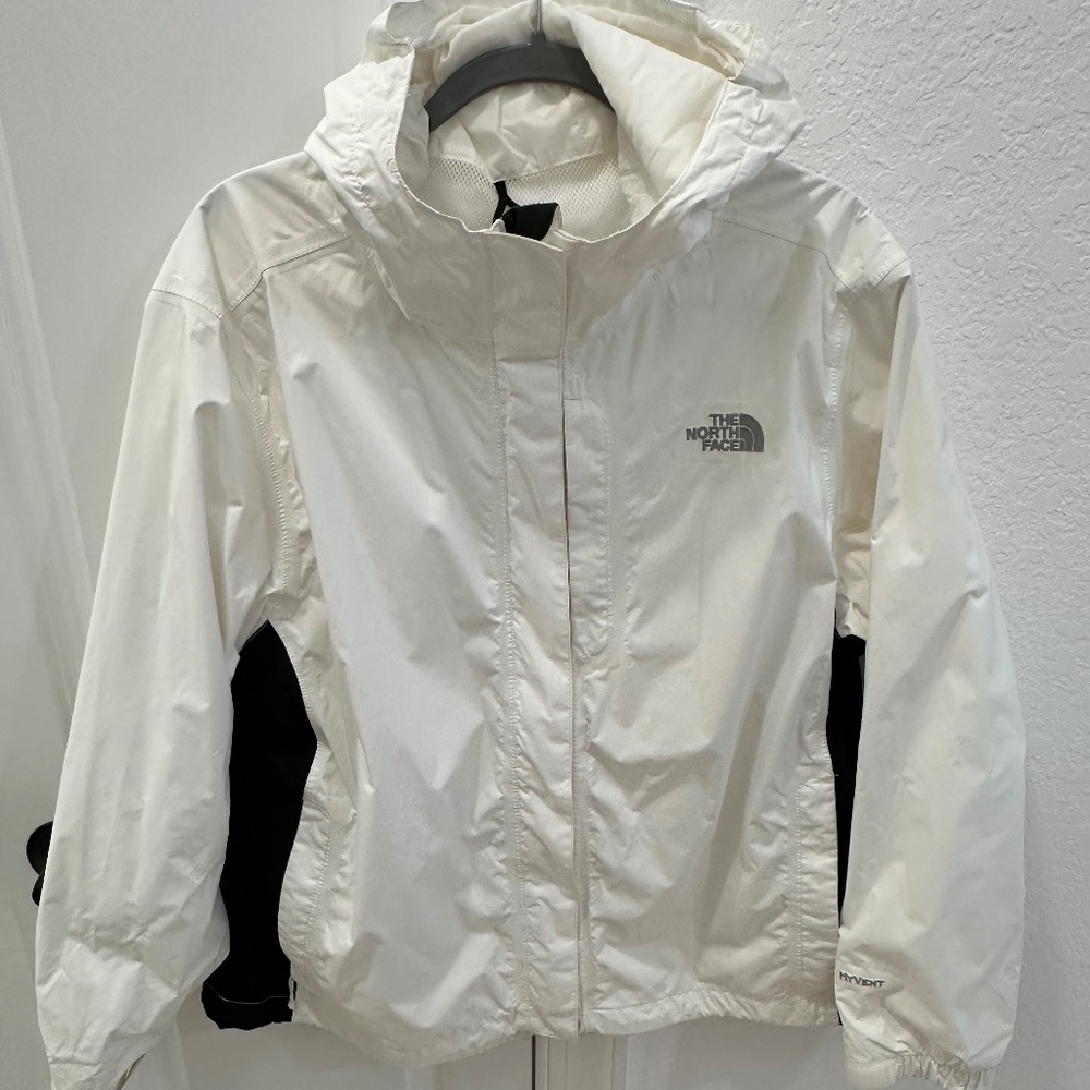 North Face Hyvent Women's Full Zip Hooded Rain Jacket - White - Size XL